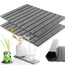 2 Pcs Stone Bath Mat Multipurpose, Foldable Stone Bathmat 23x15 Inch Water Ab...