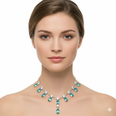 925 Sterling Silver Handmade Jewelry Green Tourmaline Gemstone Necklace Size-18''