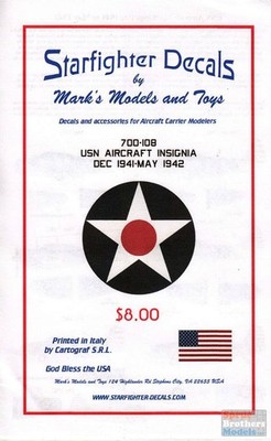 SFD700108 1:700 Starfighter Decals - US Navy Aircraft Insignia Dec 1941-May 1942