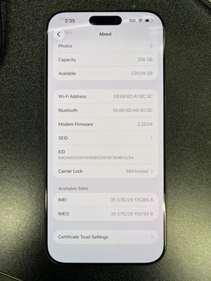 iPhone 16 PRO MAX AT&T 256gb Logic Board Motherboard + Face ID