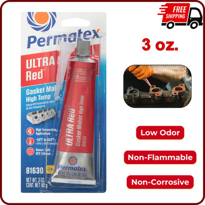 Permatex 81630 Ultra Red High Temperature Gasket Maker, 3 oz Adhesion & Flexible