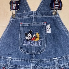 Vintage Mickey For Kids Denim Jean Bib Overalls Size 8 Disney 90  s Jerry Leigh