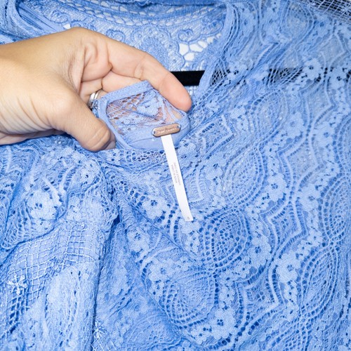 Free People Boardwalk Blue Lace Mock Neck Bittersweet Mini Lace Dress Size 6 - Bild 10 von 11