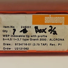 SCHWANOG 246001 WEP Tip Inserts w/Profile B=4,0/T=3 U21211062  7 NEW LOT793