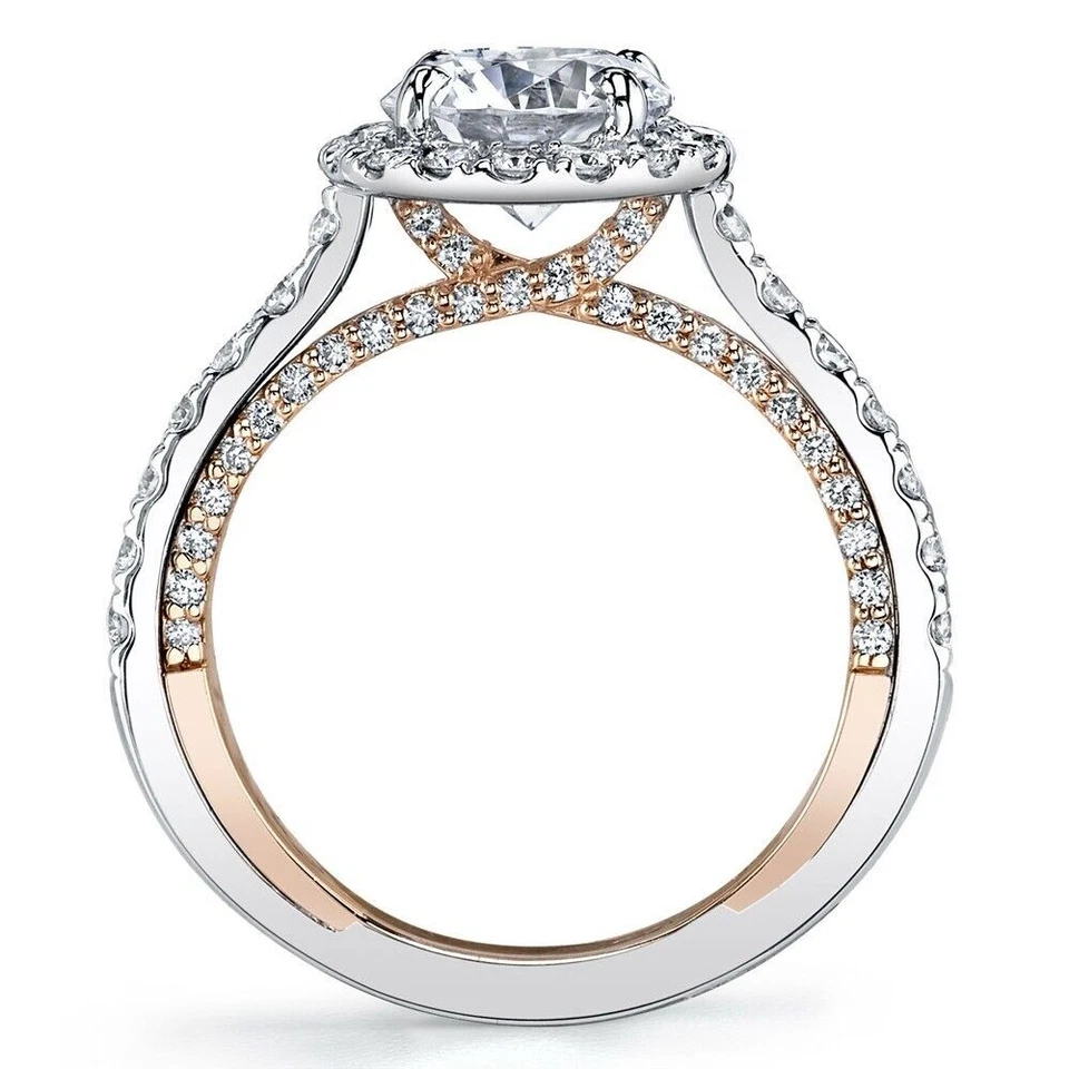 Anillo de diamantes de oro multicolor de 18k certificado GIA IGI corte redondo real 1,40 quilates 5 6 7 Foto 3 de 4