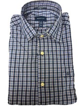 GANT Blue Lagoon Tech Prep Indigo Check Slim Fit Shirt 3008226 Size M NWT