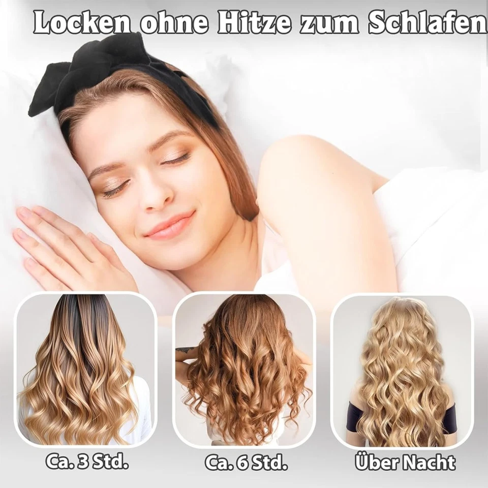 9stk Locken Über Nacht Heatless Curls Band Locken Ohne Hitze Haarstyling-Werkze - Bild 4 von 4
