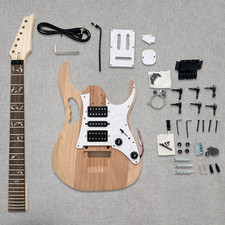 DIY 7  V Electric Guitar Kit Unfinished 6string bolt-on  Abalone Inlay BK part