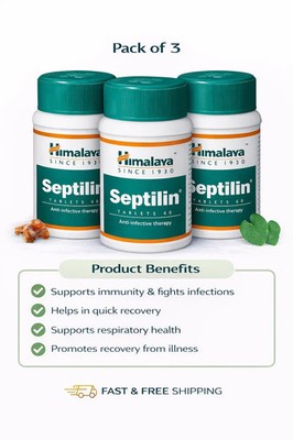 Himalaya Septilin Tablets 60 Tabs Herbal Wellness Support Pack of 3 Free Ship