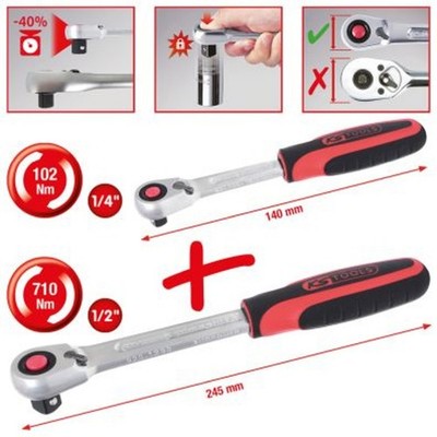 Umschaltknarren-Satz KS TOOLS 920.0002 Chrom-Vanadium-Stahl
