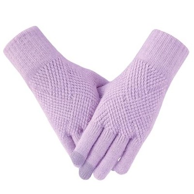 Women Warm Winter Gloves Alpaca Fleece Knit Touch Screen Soft Cashmere Feel Thin