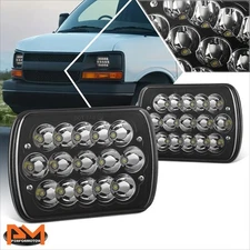 For 84-20 Express Savana E150 F250 C/K1500-3500 7X6" Black Clear LED Headlights