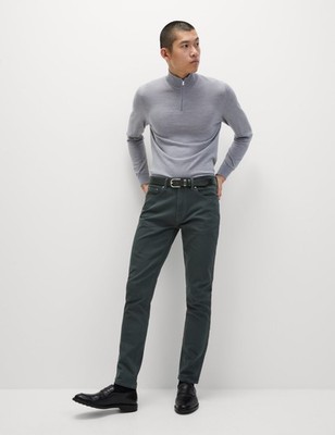 Marks & Spencer Mens Cotton Slim Jeans in Dark Charcoal - M&S
