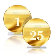 Acrylic Wedding Table Numbers 125 Round Mirror Gold Stands Centerpiece