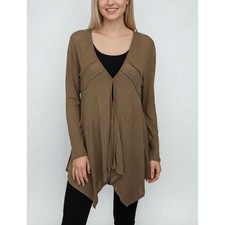 Neiman Marcus Vintage Y2K Linen Blend Long Cardigan Sweater Brown Size L