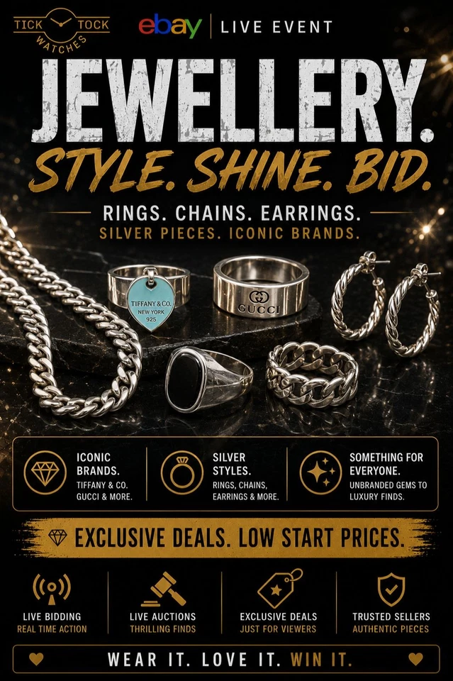 Jewellery Show - 925 Silver! 99p Starts - Chains, Rings, Bangles!