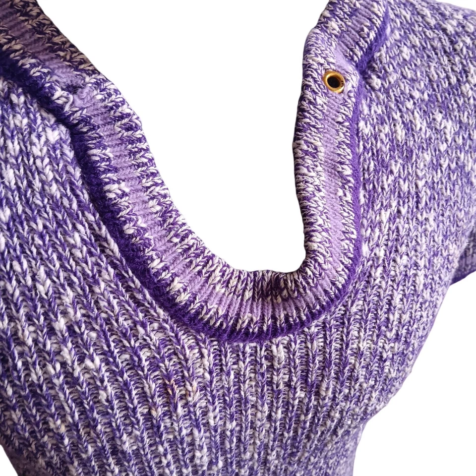 Camiseta Suéter Vintage Años 70 Pequeña Para Hombre Púrpura Acanalada Tejido Groovy Rocker Foto 4 de 4