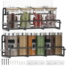 2 Pack Wall Mount Spice Rack Organizer, for Kitchen Pantry Door Storage and O...