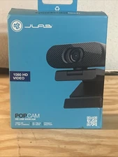 JLab Go Pop USB HD Webcam, Black, 1080p/30 FPS, 2.1 Megapixels, Privacy Shutter