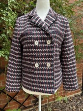 Ann Taylor Striped Double Breasted Tweed Blazer Size 6