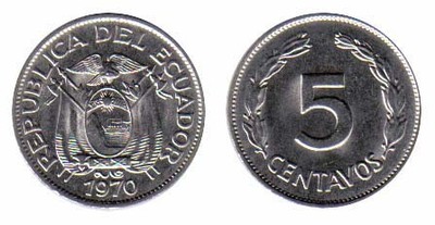 Ecuador KM75c(U) 5 Centavos, Lot of 65