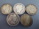 Lot of (5) US Barber Silver Halves 50c Half Dollars 1907-1913