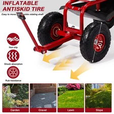 Rolling Garden Cart with 360-Degree Swivel Seat & Tool Tray 3 Color