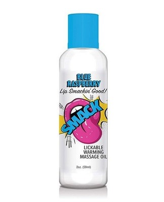Smack Warming Massage Oil Blue Raspberry 2 Pack   2 oz Flavored Warming Oil
