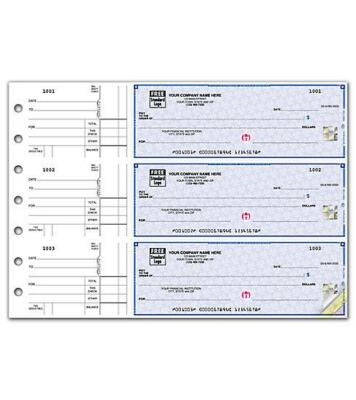 3-On-A-Page High Security 1 Part Business Size Checks / Deluxe-Nebs / 53220DS