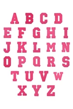 6" Pink Varsity Alphabet Letters Chenille Iron-on Patch