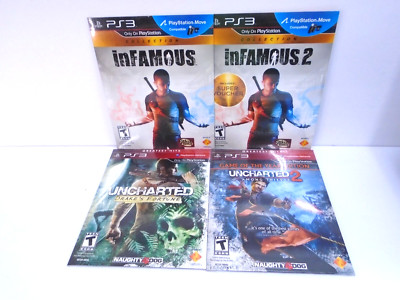 PS3 game Bundle infamous Infamous 2 Uncharted 1 and 2 Cardboard Sleeves Sealed