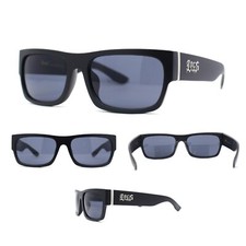 Locs Classic Thick Temple Narrow Horn Rim Gangster All Black Sunglasses