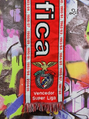Écharpe Vintage SL Benfica – Portugal – Longueur 121 Cm – Très Bon état