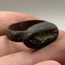 OLD ANCIENT ROMAN BRONZE RING WITH IMAGE ENGRAVING- CIRCA 1st CENTURY AD