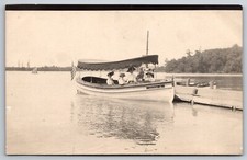 c1910s RPPC Ladies Boating on Lake Allic R Merry Widow Hat Real Photo Postcard