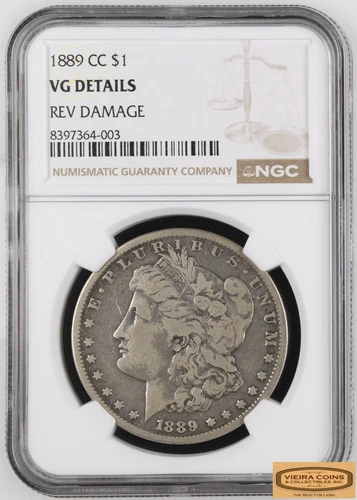 1889-CC Carson City Morgan Silver Dollar, NGC VG Details REV Damage - #B48648