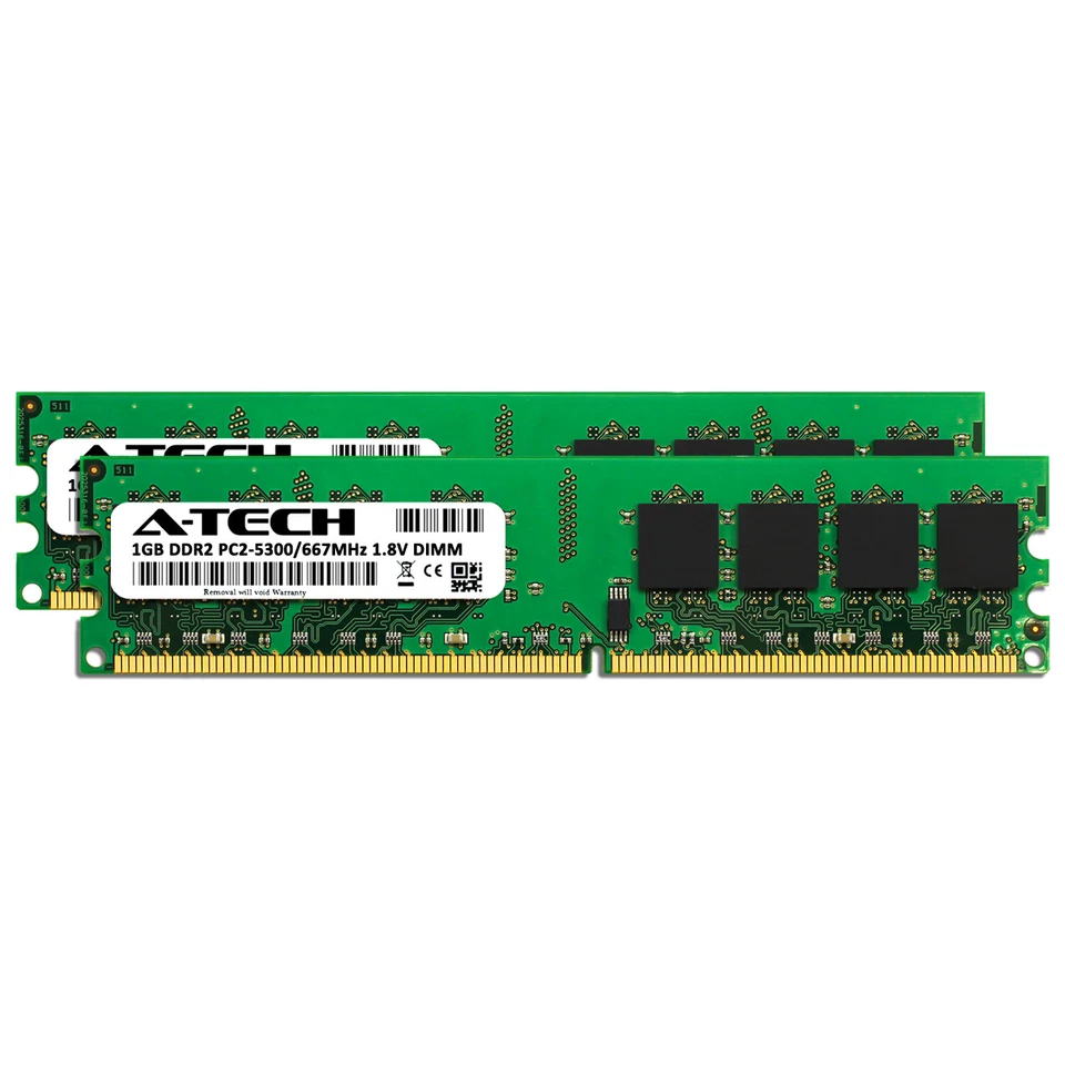 2GB 2x1GB PC2-5300U GIGABYTE GA-M61P-S3 Ga-M68M-S2 Memory RAM - Image 2 of 2