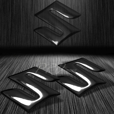 Pair 2 3d Abs Soft Emblem Decal Logo Glossy Fairing Fender Sticker Suzuki Black Ebay