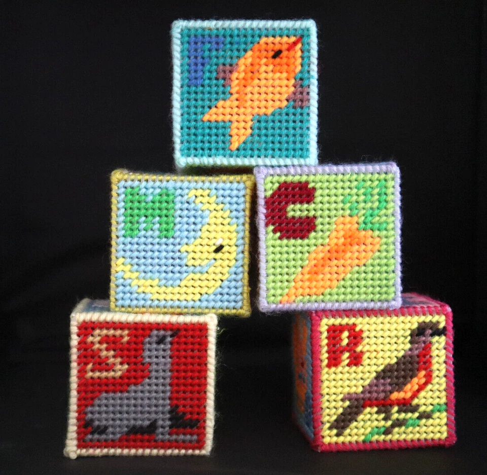 NEEDLEPOINT KIT D.I.Y. ALL INCLUDED FOR 5 BABY BLOCKS YARN CANVAS INSTRUCTIONS - Image 3 of 4