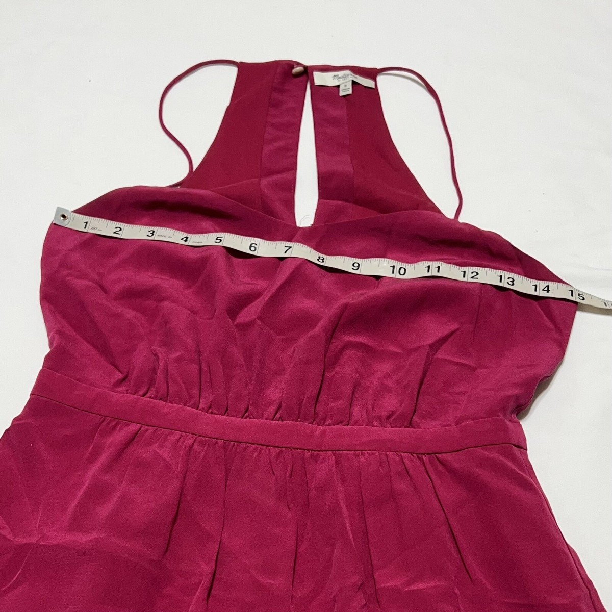 Madewell Womens Silk Daylight Dress Pink Fuchsia Sz 0 Elastic Waist Lined  #C3450 | eBay