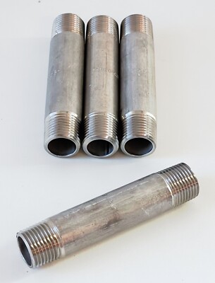 (4) 1/2 NPT X 4'' OAL Threaded Pipe Nipple 304/304L Stainless Steel Standard Wall