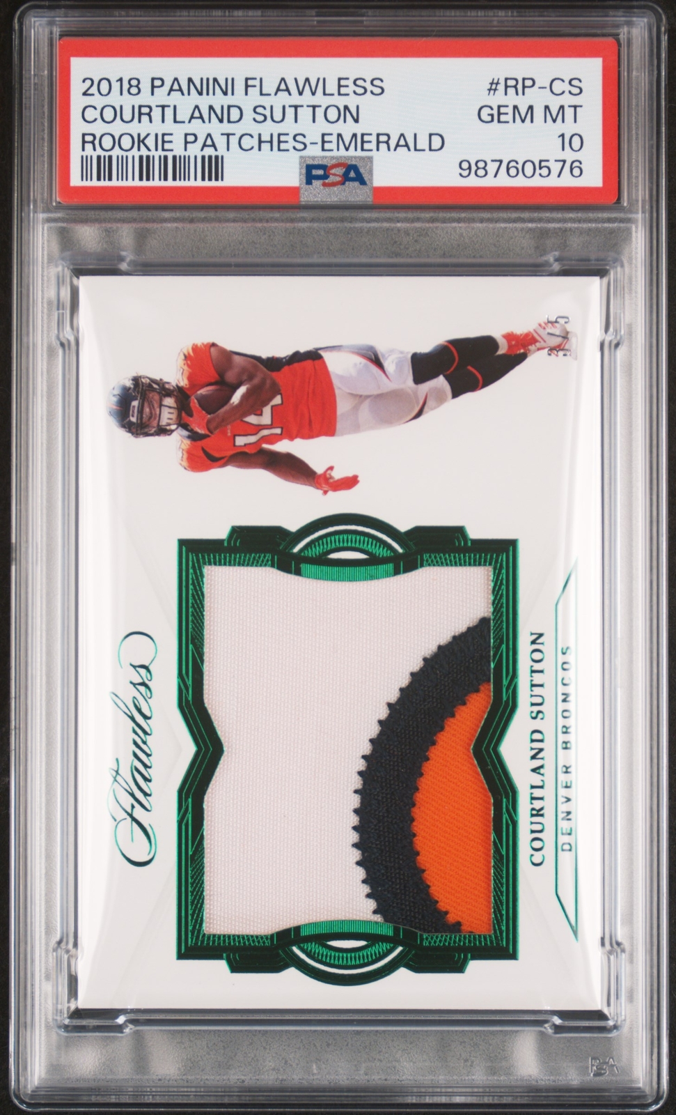 Courtland Sutton Panini Flawless Rookie Patches #RPCS Emerald