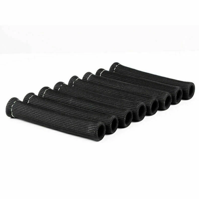 8XBLACK 1200° SPARK PLUG WIRE BOOTS HEAT SLEEVE WRAP SHIELD PROTECTOR COVER — 第 2/4 张图片