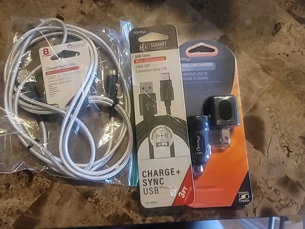 3 Piece Charger Bundle, Car Charger, Wall Charger, Charger Cable 3 Piece Charger Bundle, Car Charger, Wall Charger, Charger Cable