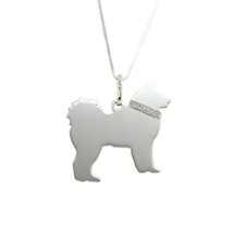 Pendant Necklace Alaskan Malamute Dog Silver Engraved FREE