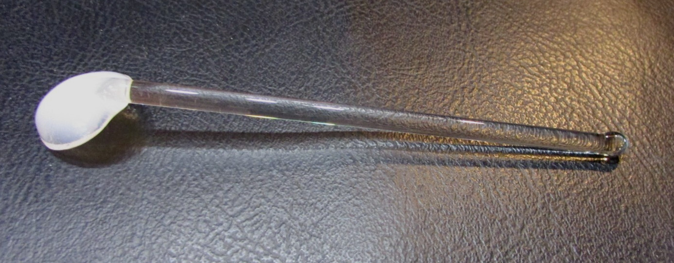 Old Miniature 4.5" Long Fragile Milk White and Clear Glass Antique Salt Spoon ?