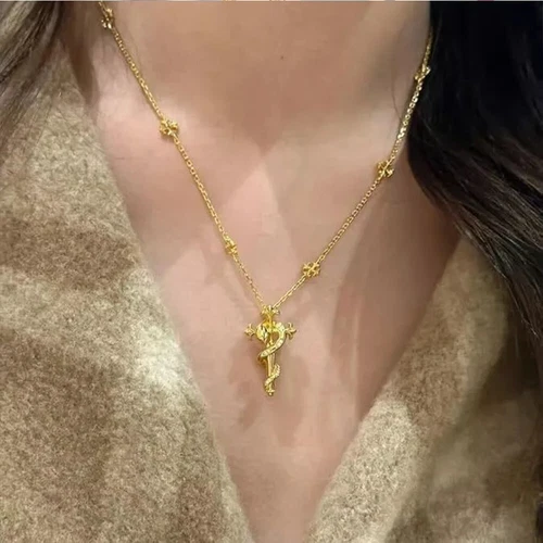 Schlangenkette für Damen Schlange Kreuz Anhänger Bettelkette Halskette Schmuck Geschenk - Bild 9 von 9