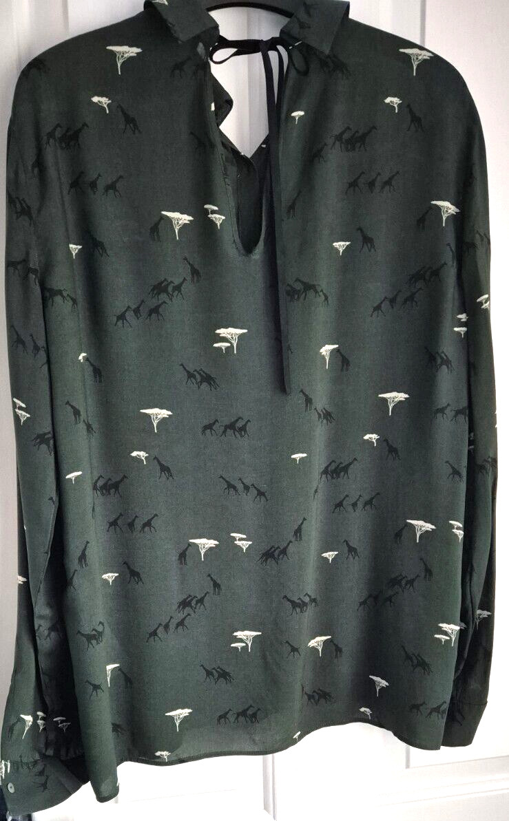 Dark Green Zara Basic(Trees/Giraffe Print)Top/Blo… - image 13