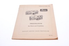 LEICA LEITZ PRICE LIST MARCH 1958 CAMERAS PROJECTORS BROCHURE GERMAN 122