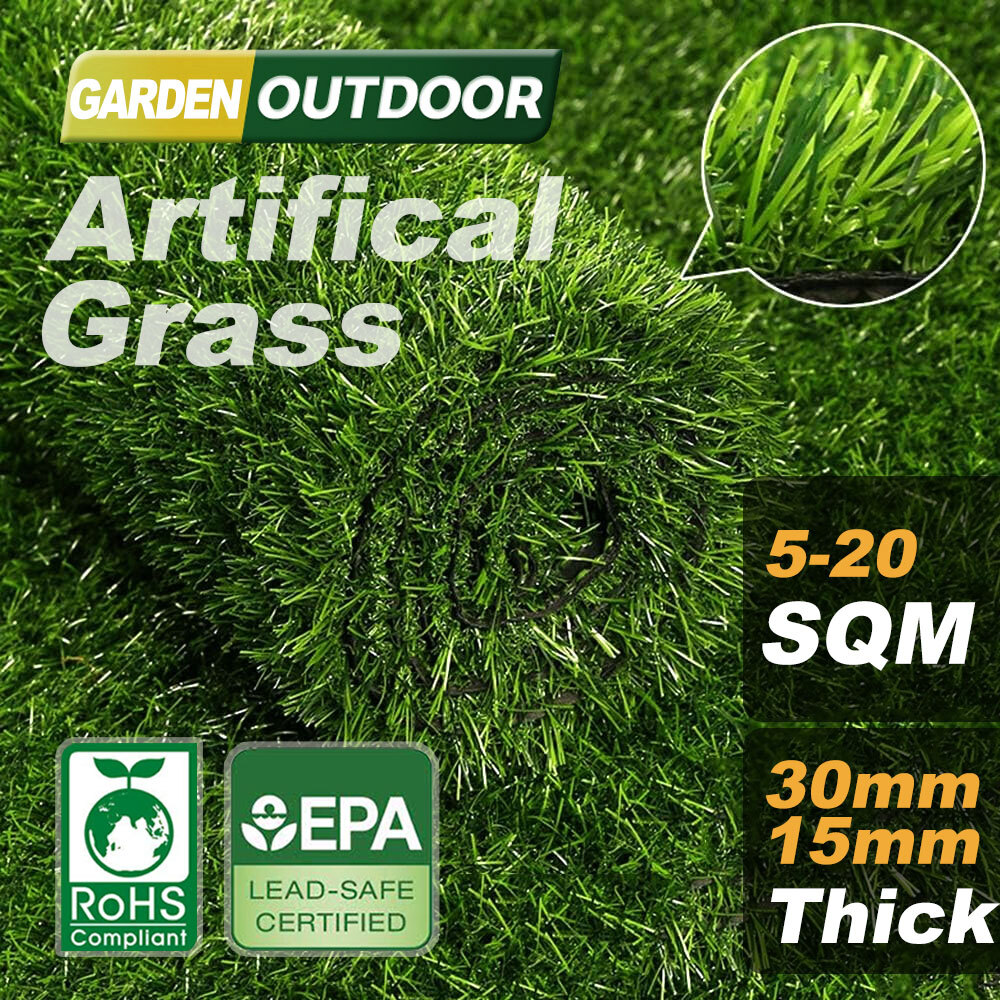 Artificial Grass 15mm 30mm Synthetic Fake Lawn 520SQM Turf Plastic